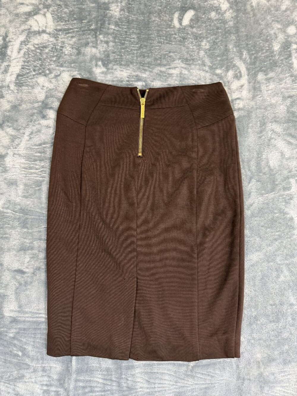 Michael Kors Womens Size 2 Brown Pencil Skirt Gold Zippers Stylish